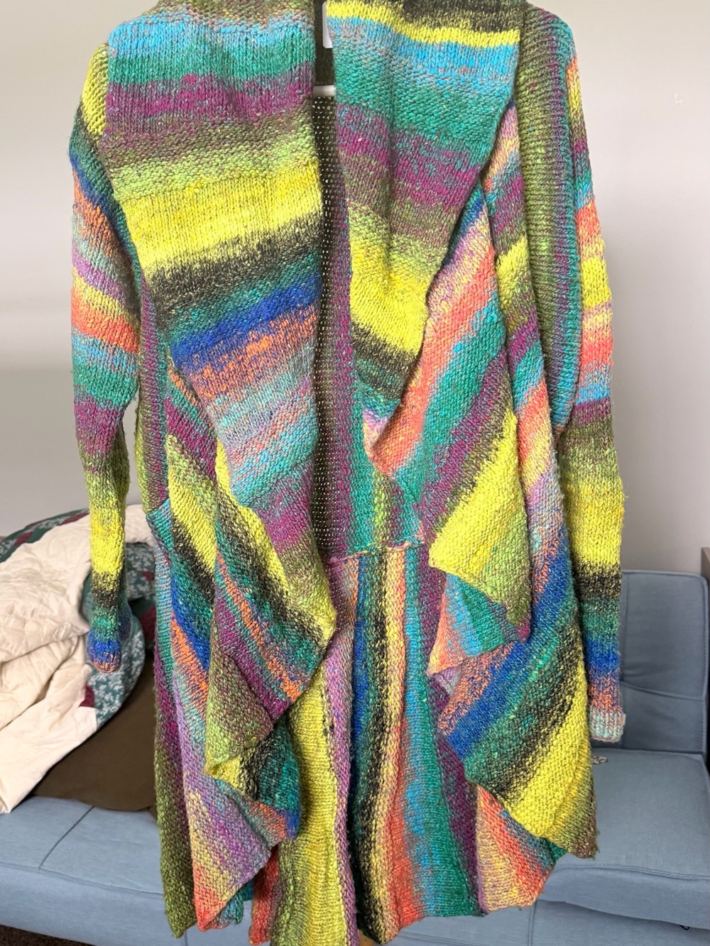 Multicolor Waterfall Knit Cardigan Sweater